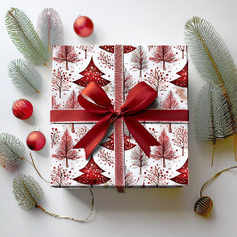 Red White Julgran Mönster#4 ID1009 Presentpapper