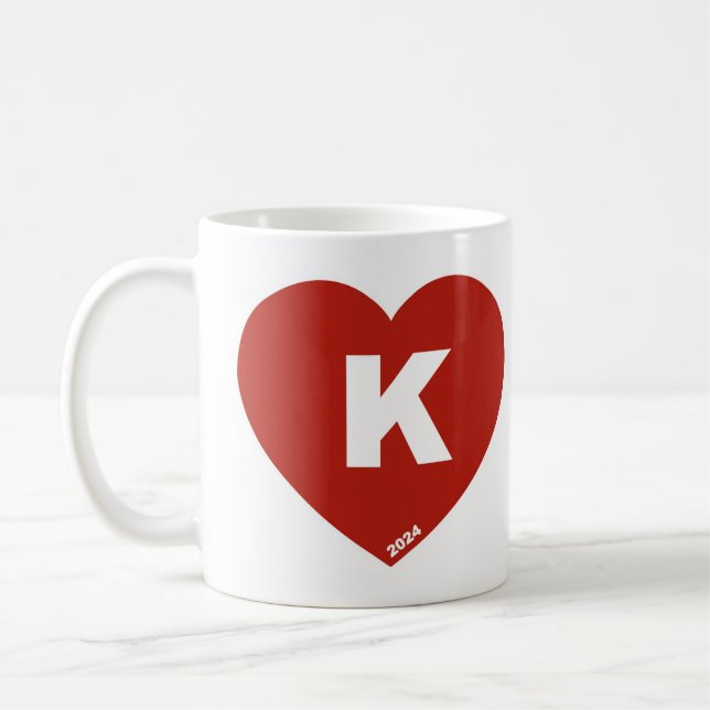 Red & White K-Heart Mugg (Vänster)