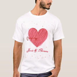 Red White Kärlek Heart Cute Modern Valentines day T Shirt