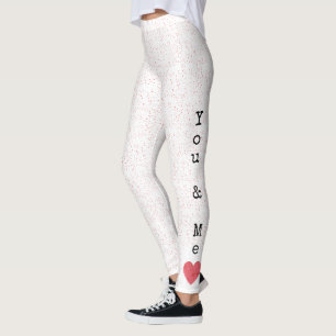 Red & White Kärlek Heart Modern Alla hjärtans dag Leggings