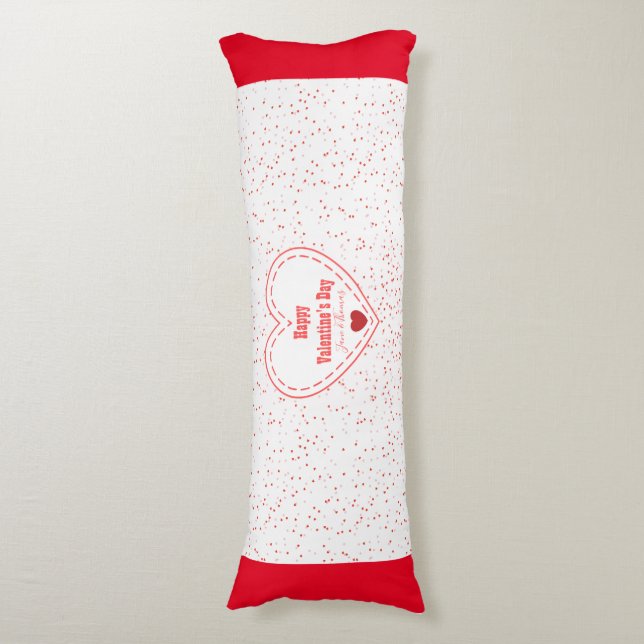 Red White Kärlek Heart Simple Modern Valentines da Kroppskudde (Framsidan Vertikal)
