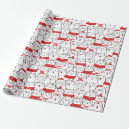 Red White Kattunge Funny jul Helgdag Gift Presentpapper