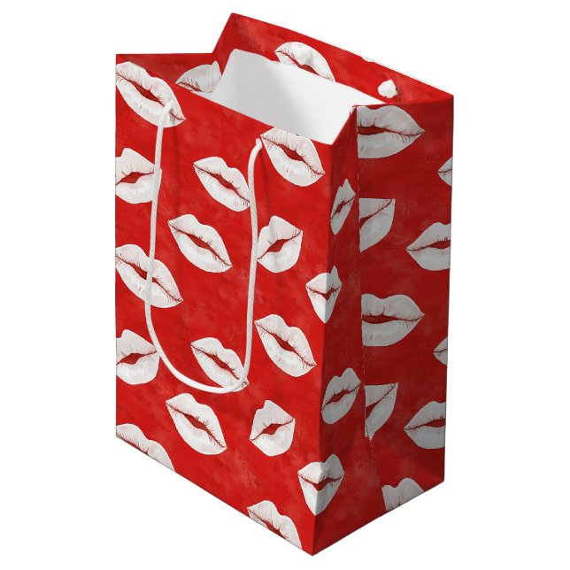 Red White Kiss Lips Flirty Love Valentine's day (Framsidan Vinklad)