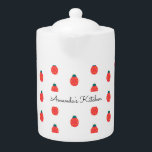 Red White Ladybug Nature Mönster Elegant<br><div class="desc">Red White Elegant Ladybug Nature mönster tekanna. Användan anpassar mallalternativet om du vill ändra text. Använda Redigera verktyg om du vill ändra texten färg.</div>