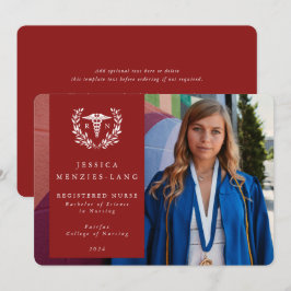 Red + White Laurel Wand Regized Nurse Photo Meddelande