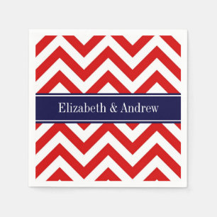 Red White LG Chevron Navy Blue Namn Monogram Pappersservett