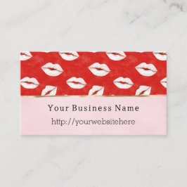 Red White Lips Kiss Pink Business name website Visitkort