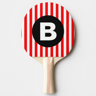 Red White Lodrät Rand Black Monogram Pingisracket