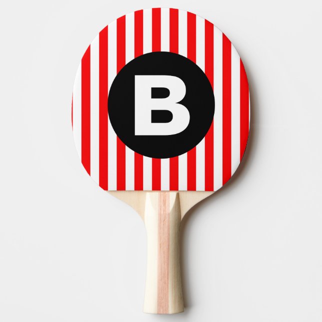 Red White Lodrät Rand Black Monogram Pingisracket (Framsidan)