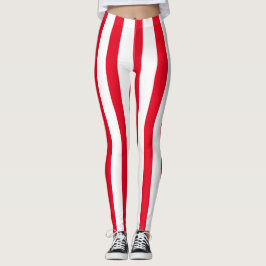 Red & White Lodrät Rand Halloween Costume Leggings