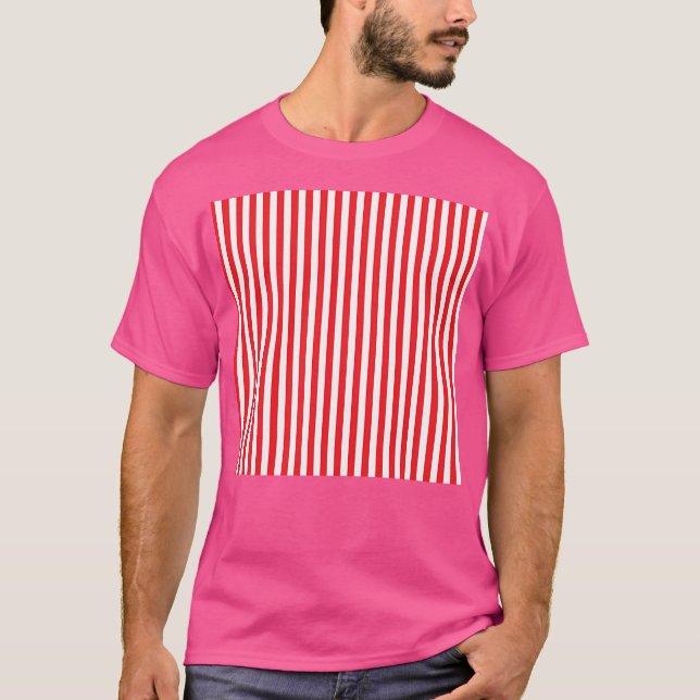 Red White Lodrät Rand T Shirt (Framsida)