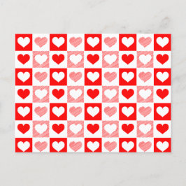 Red White Love hearts Valentine's Day  Vykort