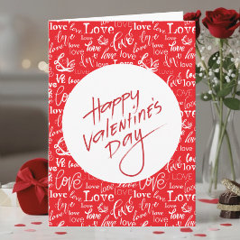 Red & White Love Typography Happy Valentine's Day Kort