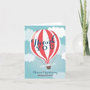 Red White Luftballong Tackkort Card