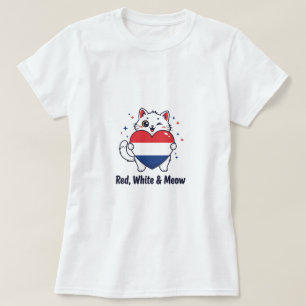 Red, White & Meow - Cute Patriotic Cat T-Shirt