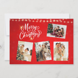 Red White Minimalist God jul Photo Collage Inbjudningar