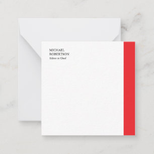 Red White Minimalist Professionell Plain Anteckningskort
