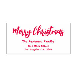 Red & White Modern God jul Returadress Självfärgande Stämpel