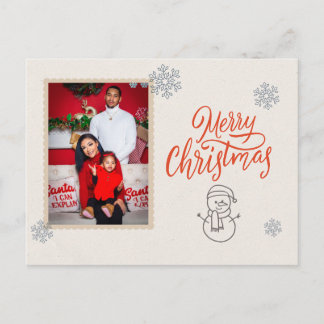Red White Modern Illustrated Christmas Postcard Vykort