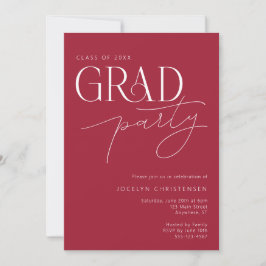 Red White Modern Minimalist Grad Party-inbjudan Inbjudningar