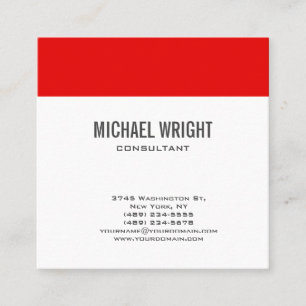 Red White Modern Plain Simple Minimalist Fyrkantigt Visitkort