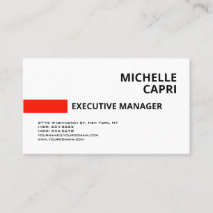 Red White Modern Plain Simple Minimalist Visitkort