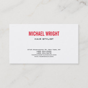 Red White Modern Plain Simple Minimalist Visitkort
