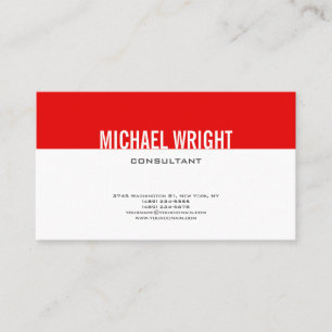 Red White Modern Plain Simple Minimalist Visitkort