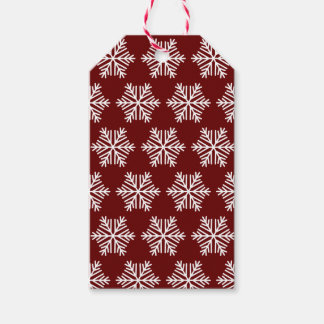 Red White Modern Snowflake Christmas Pattern  Presentetikett