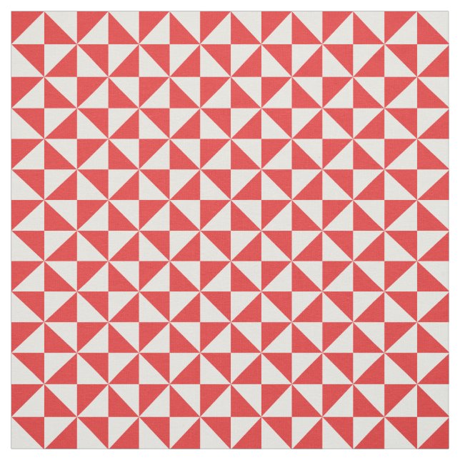 Red White Modern Triangles Mönster Fabric Tyg (Provkarta)