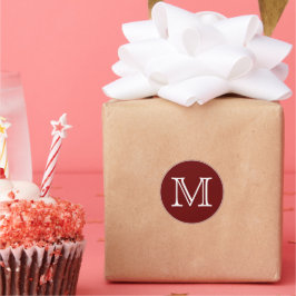 Red White Monogram Brev Runt Klistermärke