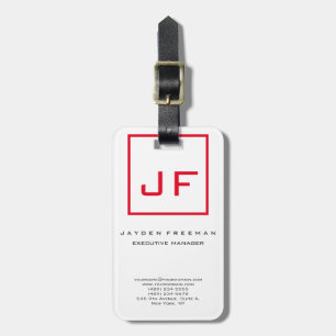 Red White Monogram Modern Minimalist Bagagebricka