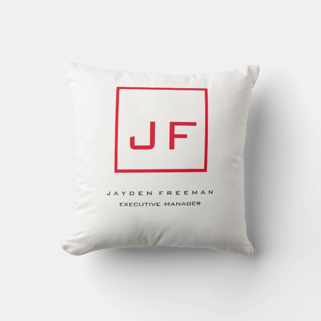 Red White Monogram Modern Minimalist Kudde (Framsida)