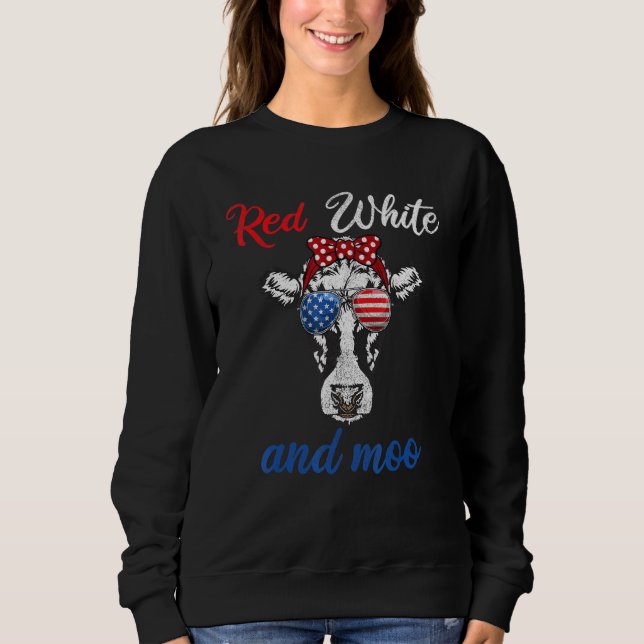Red White & Moo 4:e juli Apparel Usa Patriotic T Shirt (Framsida)