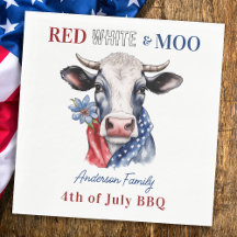 Red White Moo 4 juli Patriotic Cow