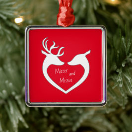 Red & White Mr & Mrs Hjort Couple Helgdag Ornament