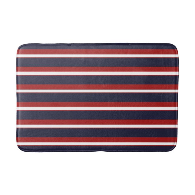 Red White Navy Blue Ränders Nautical Rand Badrumsmatta (Framsidan)