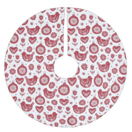 Red White Nordic Bird Bulb jul Julgransmatta Borstad Polyester