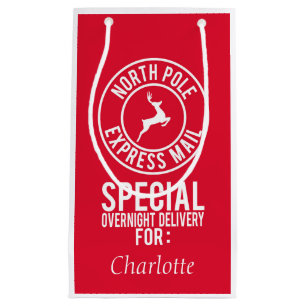 Red & White North Pole Express Mail Namn
