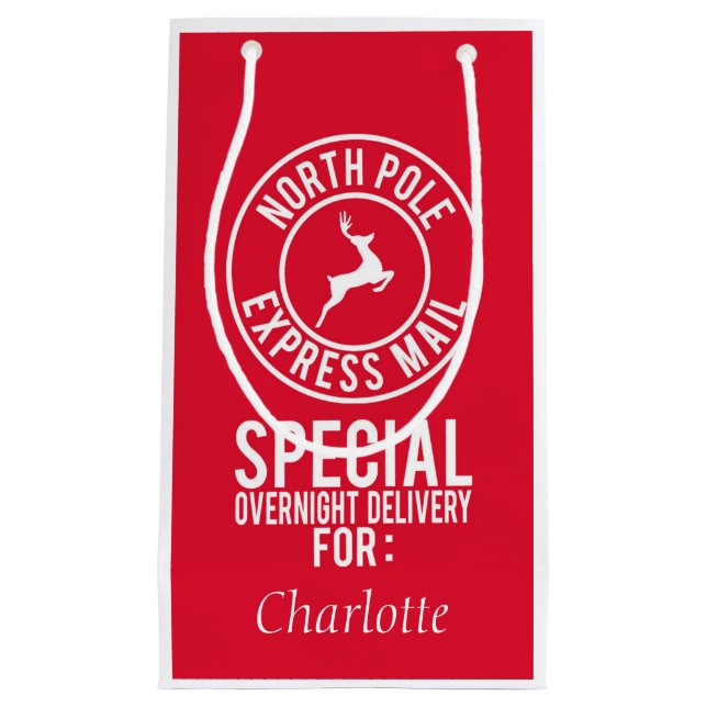 Red & White North Pole Express Mail Namn (Framsidan)