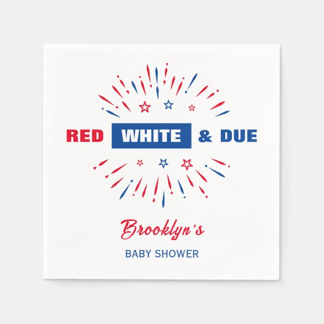 Red White och 4:e juli Patriotic Baby Shower Pappersservett (Framsidan)