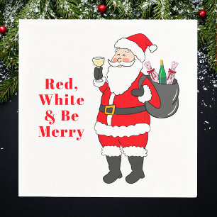 Red White och Be Merry Santa Vin Pappersservett