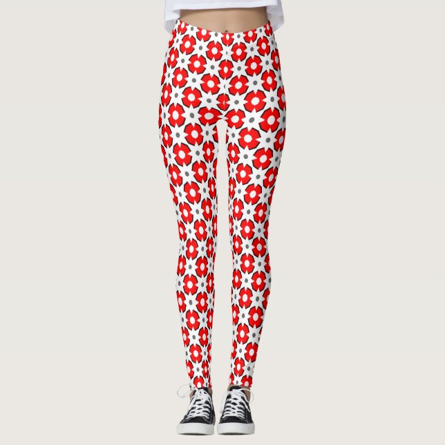 Red White och Black mönster Leggings (Framsida)