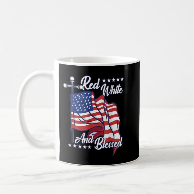 Red White och Blad USA flagga Christian Jesus 4:e Kaffemugg (Vänster)