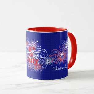 Red, White och Blue 4:e juli Fireworks Mugg