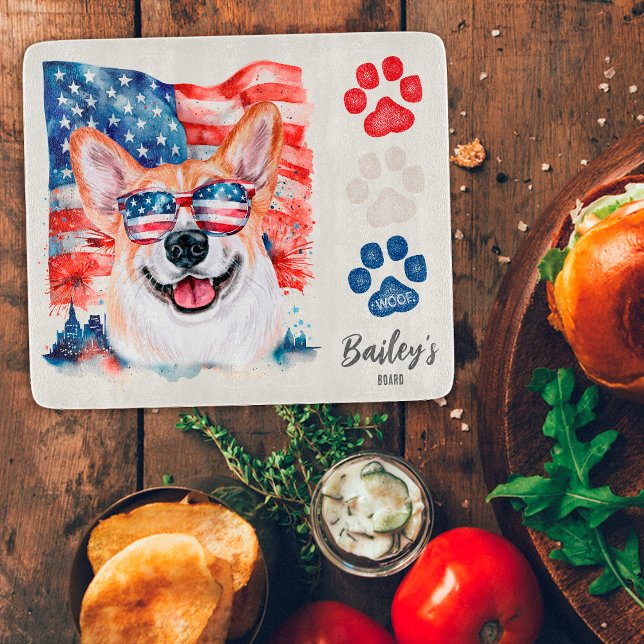 Red White och Blue 4:e juli Funny Corgi Hund (Skapare uppladdad)