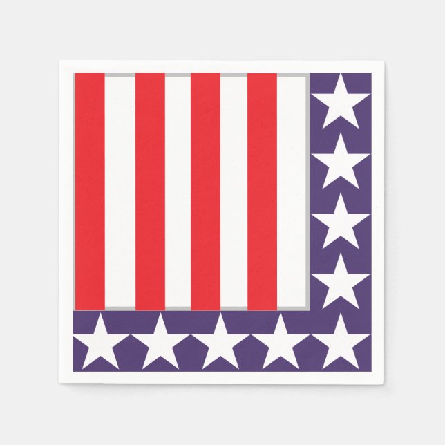 Red White och Blue 4:e juli Party Pappersservett (Framsidan)