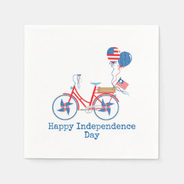 Red White och Blue 4:e juli Whimsical Bicycle Pappersservett