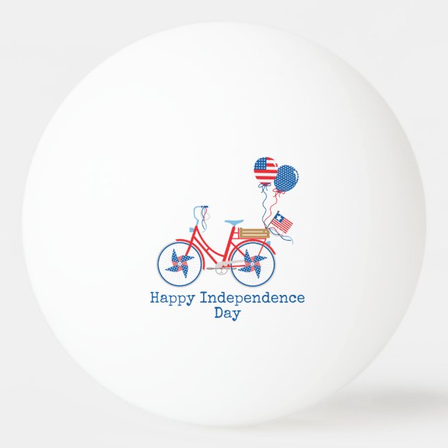 Red White och Blue 4:e juli Whimsical Bicycle Pingisboll (Framsidan)