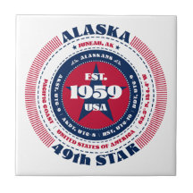 Red, White och Blue Alaska Ceramic Tile